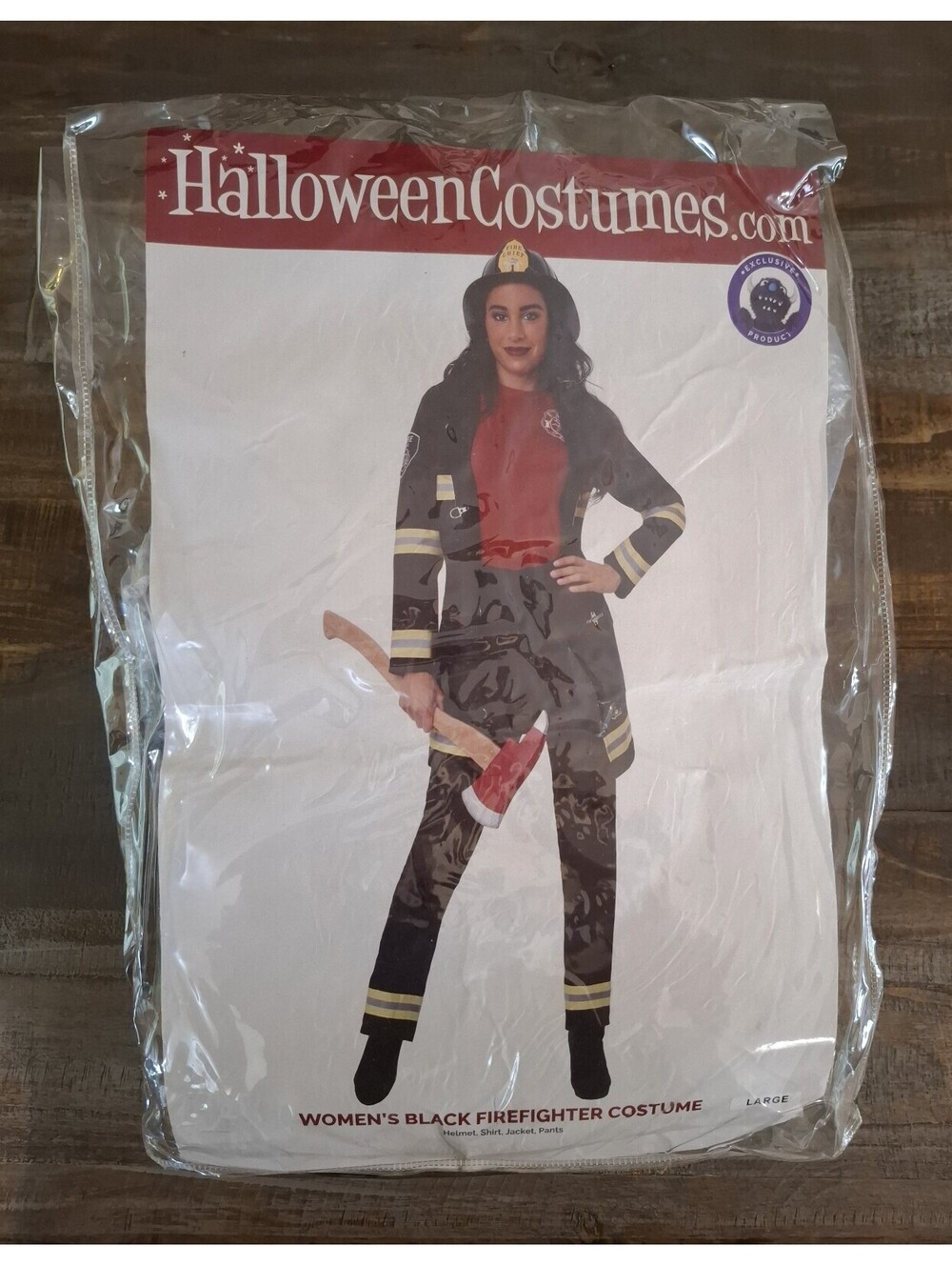 Women's Black Firefighter Adult Halloween Costume Size Large